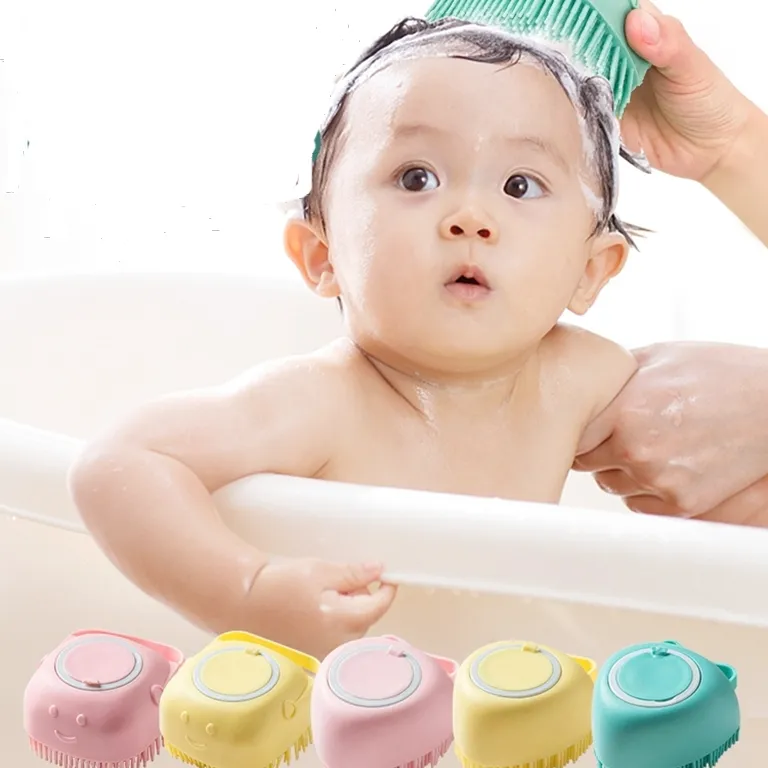 Hot sale Baby Hair Brush for cleaning baby Silicone Waterproof Shampoo Brush Soft Silicone Baby bath brush and comb