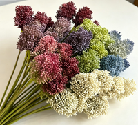 Bouquet d'alliums artificiels réalistes en plastique, fleurs pompons décoratives pour la maison et le bureau, décoration de Pâques et de Noël - Vente chaude