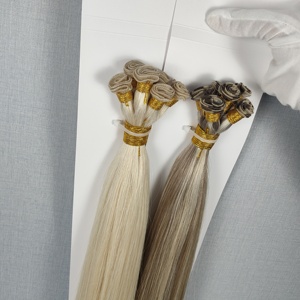 โรงงานจีน ผลิตภัณฑ์ต่อผมแท้ 100% ขนาด 10-30 นิ้ว สีออมเบร ต่อผมแบบแฮนด์ไทด์  แบบบาลายาจ ขายส่ง - Product Image 3