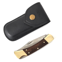 Couteau pliant de survie de haute qualité, manche en bois de santal doré classique, acier 440C, pour le camping, les voyages, la pêche, la chasse, la survie en plein air