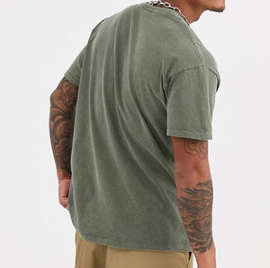 Coton 260 Gsm Lourd Baggy Blanc T-shirts Hommes Vintage Acid Wash T-Shirt Casual Goutte Épaule Lavé Surdimensionné T-shirt - Product Image 5