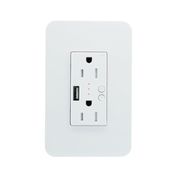 Enchufe de pared inteligente con WIFI, 2 enchufes y 1 puerto USB, compatible con Alexa y Google Home