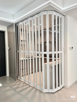 Porte coulissante pliante en PVC sur mesure avec isolation acoustique, cloison accordéon moderne blanche pour séparation salon-cuisine