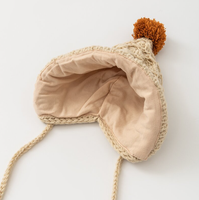 Bonnet bébé pompon d'hiver, bonnet tricoté chaud pour nourrisson, 100% coton, broderie à la main, logo personnalisé, rayé, unisexe