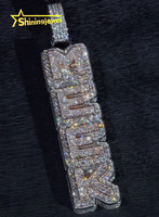 Pendentif Moissanite de Rappeur VVS Totalement Givré en Argent 925, Testeur de Diamant, Certificat GRA, Pendentif Hip Hop Personnalisé Lettre Nom