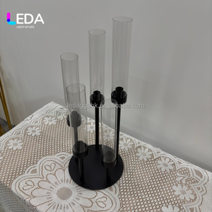 LEDA Chandelier en fer noir durable à 6 bras, centre de table moderne pour mariages, événements, fêtes et décoration intérieure - Product Image 4