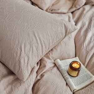 Ensemble de housse de couette <span class=keywords><strong>moderne</strong></span> en jacquard tissé en quatre pièces, pur coton, couleur unie, literie universelle quatre saisons, lavée, 200TC Grade LINA - Product Image 4