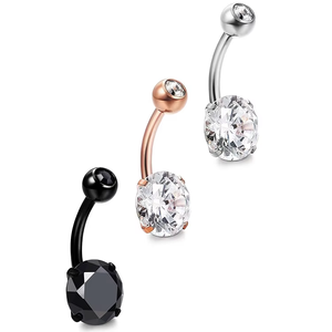 रोमांटिक राउंड सीज़ पेट पीकरिंग बार आईप गोल्ड ने 316 एल डबल ज्वेटेड सर्जिकल स्टील को पुरुषों की महिलाओं के लिए मुख्य पत्थर के रूप में जिरकॉन के साथ - Product Image 4