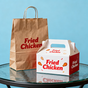 Scatola per Asporto Cibo con Stampa Logo Personalizzata, Confezione per Pasti Felici, Patatine e Pollo Fritto - Product Image 5