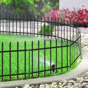 Clôture de jardin en métal FOREHOGAR 18 H x 10 pi L avec 5 panneaux et 6 piquets, noire, imperméable, surface lisse, garantie 1 an - Product Image 2