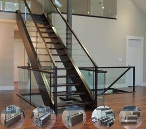 बरामदा सतह घुड़सवार कांच रेलिंग यू चैनल एम्बेडेड मंजिल आधार एल्यूमीनियम balustrades handrails - Product Image 4