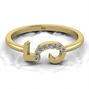 Anillo de Eternidad con Iniciales Personalizadas y 5 Números de la Suerte para Mujer, Plata 925, Oro Vermeil, Circonita Cúbica, Estilo Cristiano, Moderno y Elegante - Product Image 1