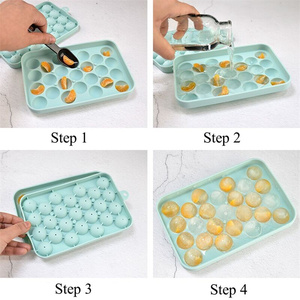 Molde de silicona ecológico y fácil de desmoldar con 25 cavidades redondas para mini bolas de hielo, con tapa. - Product Image 6