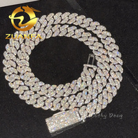Bijoux Hip Hop Chaîne Cubaine de 10 MM en Diamant Moissanite Argent 925 Cubain Glacé Avec Certificat GRA