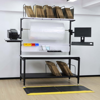 Mesa de Trabajo Modular Ergonómica Detall con Gabinete de Almacenamiento de Acero Laminado en Frío y Panel para Herramientas para Almacén y Envío