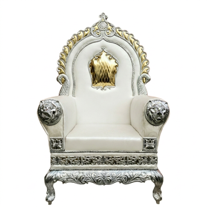 Trône de luxe en métal Lion Maharaja, chaise royale Singhasan pour événements de mariage et décoration de scène - Product Image 1