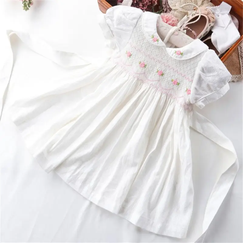 27832311 summer smocked baby dresses for girls dress floral printing hand made smocking wholesale bulk