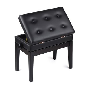 Banco de <span class=keywords><strong>Piano</strong></span> Ajustable de Madera con Cojín Acolchado y Almacenamiento para Partituras, Color Negro - Product Image 1