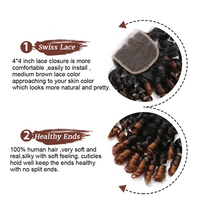Harga Pabrik Uniky Bundel Rambut Manusia 1B/4/30 Bundel Rambut Berwarna dengan Penutup Rambut Keriting Bergoyang untuk Semua Wanita