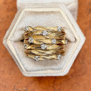 Anello da donna a fascia larga con design a nido d'ape e multi-loop - Product Image 5