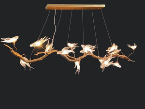 Lampada da soffitto decorativa Post-moderna Villa camera da letto uccelli illuminazione lampade a sospensione in alluminio lampadario a <span class=keywords><strong>rondine</strong></span> in vetro - Product Image 2