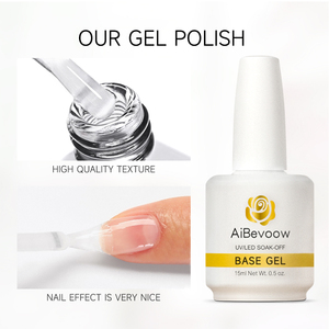 एबेवोओ निजी लेबल uv नेल जेल 15 मिली बोतलों में मुफ्त नमूना रंग रबर बेस कोट जेल की आपूर्ति करता है - Product Image 2