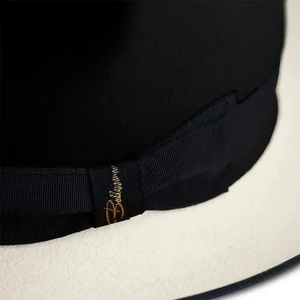 Black Beige Fedora <b>Hat</b> With Tan Brim Unisex Adult 56-58CM Four Seasons Casual Wool Material Formal Style - Product Image 4