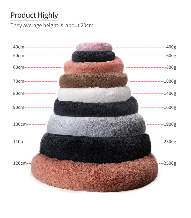 Dropshipping Fluffy Round Calming Bed Waterproof Pet Bed Dog Bed
