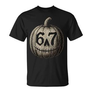 67 Halloween Pumpkin Black T-shirt da uomo a maniche corte con collo rotondo e design con stampa digitale Meme - Product Image 1