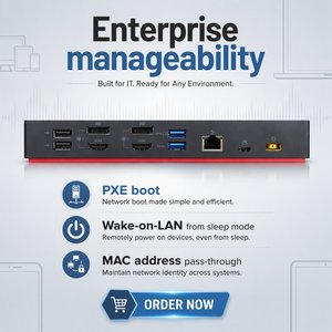 Station d'accueil hybride Lenovo ThinkPad 40AF0135 USB-C USB-A avec <span class=keywords><strong>DisplayPort</strong></span>, gestion d'entreprise, démarrage PXE - Product Image 1