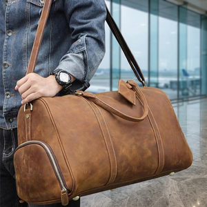 Sacs de voyage vintage en cuir véritable, grande capacité, légers, portables, qualité supérieure, aspect personnalisé, multifonctionnels - Product Image 1