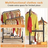 Nouveau design – Porte-vêtements sur pied en métal avec base en PP, intérieur/extérieur, anti-rouille, double tringle, séchoir à linge