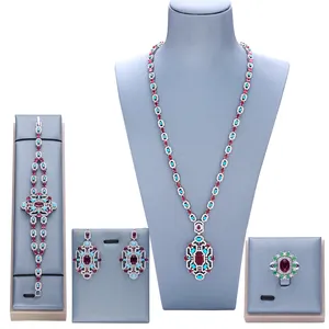 2023 wholesale UAE Bridal Jewelry Sets New Fashion Dubai Jewelry Set For Women Wedding Party Longchains Design
