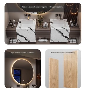 Lavabo de <span class=keywords><strong>columna</strong></span> suspendida de estilo de hotel de lujo de gama alta, gabinete de <span class=keywords><strong>baño</strong></span>, losa de roca, lavabo de cerámica sin costuras, gabinete de lavabo - Product Image 5