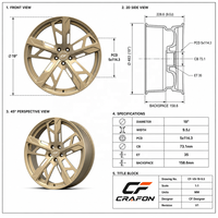 Jantes de voiture neuves forgées à cinq branches CF 18 19 pouces 5x114.3 PCD 56.1 CB pour WRX VA VB Bronze Performance