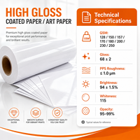 Direkt vom Hersteller: Hochglanz-Beschichtetes Kunstdruckpapier in Rollen, 128-250g/m², für Kommerziellen Druck und Verpackung, Individuelle Breiten Verfügbar