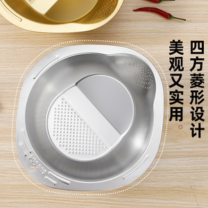 Colador de Acero Inoxidable de Doble Capa, Apto para Lavavajillas, Escurridor de Verduras para Cocina, Recipiente para Lavar Arroz con Diseño de Drenaje - Product Image 1