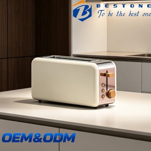 Tostadora BESTONE 1 de rebanada larga, color crema, temporizador mecánico, apertura automática, uso doméstico - Product Image 1