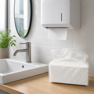 Papier toilette M-Fold 250 feuilles Blanc 23x23cm 1 pli Emballage souple Recharge pour usage en restaurant - Product Image 4