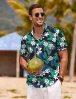 Chemise boutonnée tricotée pour homme à imprimé floral hawaïen, respirante, idéale pour les vacances à la plage, les événements sociaux, formelle, service OEM