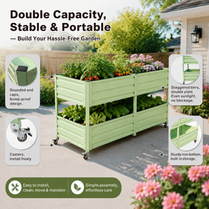 Jardinière surélevée en métal galvanisé à 2 niveaux avec pieds pour fleurs, herbes et légumes, entrepôt USA - Product Image 1