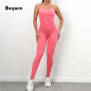 Boyarn High Stretch Workout <b>Romper</b> Open Back Gym Running Onesie Bodysuit Yoga Butt Lifting Jumpsuit for <b>Women</b> Sports Bodysuits - Product Image 4