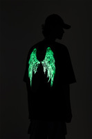 Vinyle lumineux personnalisé impression Logo réfléchissant hommes T-Shirt été décontracté brillant foncé grande taille tricoté 100% coton T-Shirts