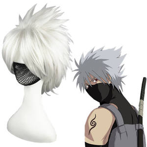 Venta al por mayor 35cm corto plata Hatake <span class=keywords><strong>Kakashi</strong></span> peluca <span class=keywords><strong>Cosplay</strong></span> sintético Anime Halloween fiesta <span class=keywords><strong>Cosplay</strong></span> pelucas de pelo - Product Image 1