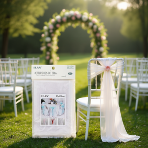 Fascia per Sedia Ilan Bianca 23x270cm in Tessuto per Decorazioni Matrimoniali - Product Image 3