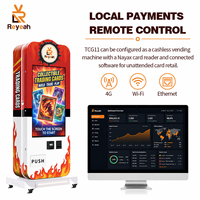 Distributeur automatique de cartes IP intelligent avec écrans publicitaires, acceptant les paiements par pièces et jetons, et SDK intégré