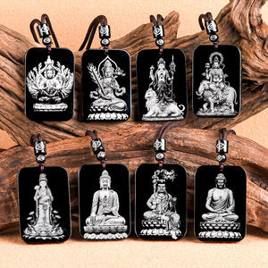 Pendentif en jade noir naturel de Hotan, dieu gardien du zodiaque, néphrite, bouddhisme, cadeau UNISEXE avec certificat d'évaluation SX21 - Product Image 5