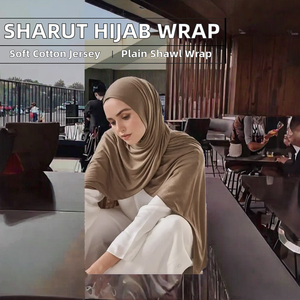 ผ้าคลุมฮิญาบ Sharut ขนาด 180*80 ซม. สำหรับผู้หญิงมุสลิม ผ้าเจอร์ซีย์คอตตอนยืดได้ ผ้าพันคอสำหรับฤดูใบไม้ร่วง ขายส่ง - Product Image 3