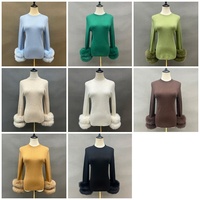 Pull-over pour femme, col roulé, hiver, avec bordure en fourrure de renard, cardigan de haute qualité