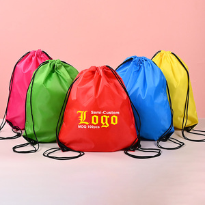 LDSC Wholesale 210D Polyester Drawstring Bags Custom Promotional Reinforced Corner Drawstring Backpack for Sports Travel Camping